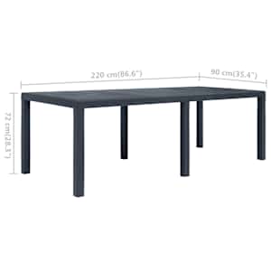 Zahradní stůl antracitový 220x90x72 cm plastový ratanový vzhled - obrázek 5