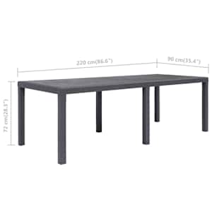 Zahradní stůl bílý 220 x 90 x 72 cm plast ratanový vzhled - obrázek 5