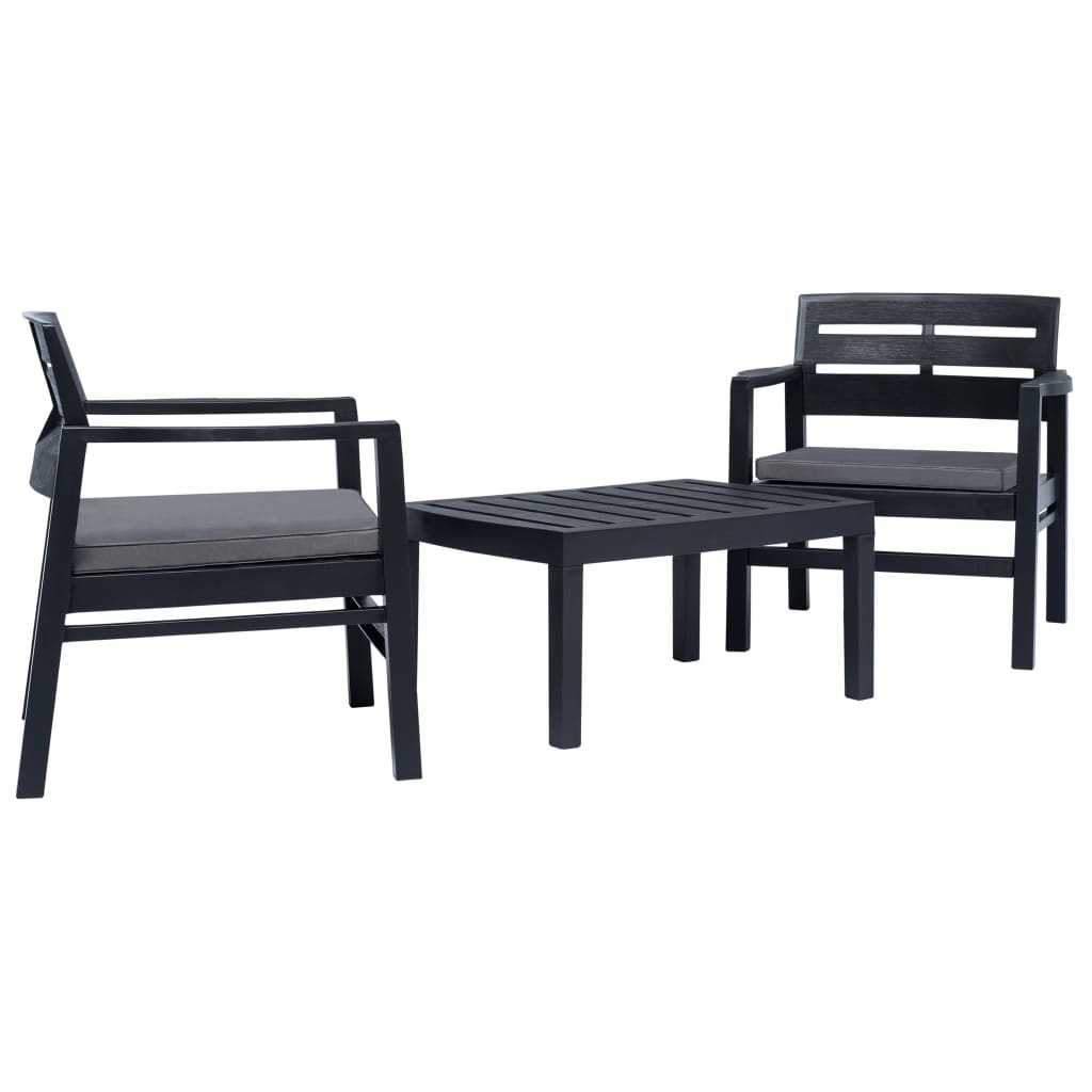 

vidaXL 3 Piece Patio Lounge Set Plastic Anthracite