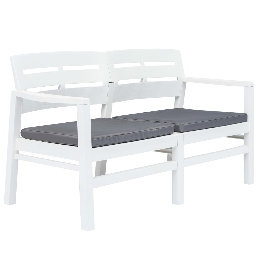 

vidaXL 2-Seater Patio Bench with Cushions 52.4" Plastic White