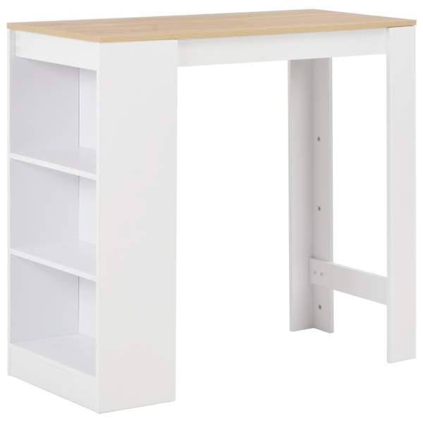 vidaXL baarilaud riiuliga, valge, 110 x 50 x 103 cm