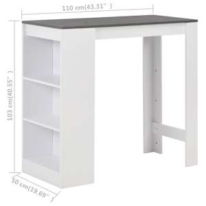 280216 vidaXL Bar Table with Shelf White 110x50x103 cm - obrázek 6