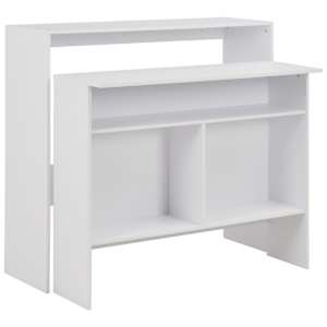 Barový stůl se 2 stolními deskami bílý 130 x 40 x 120 cm - obrázek 1