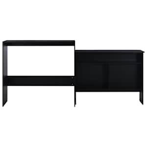 Barový stůl se 2 stolními deskami černý 130 x 40 x 120 cm - obrázek 3