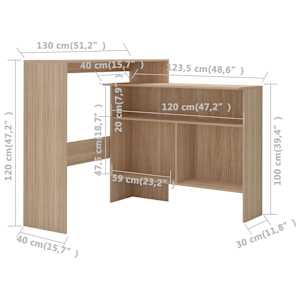 Barový stůl se 2 stolními deskami dub 130 x 40 x 120 cm - obrázek 11