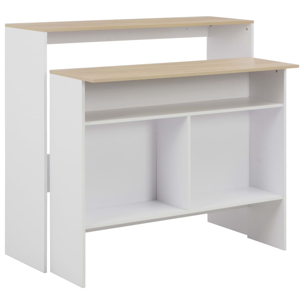

vidaXL Bar Table with 2 Table Tops White and Oak 51.2"x15.7"x47.2"