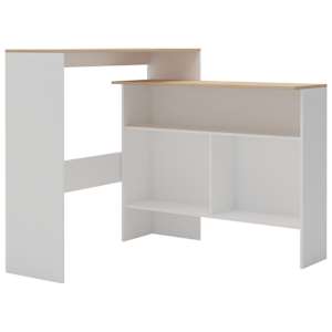 Barový stůl se 2 stolními deskami bílý a dub 130 x 40 x 120 cm - obrázek 2