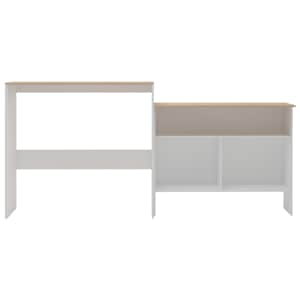 Barový stůl se 2 stolními deskami bílý a dub 130 x 40 x 120 cm - obrázek 3