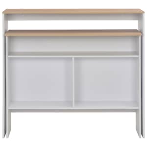 Barový stůl se 2 stolními deskami bílý a dub 130 x 40 x 120 cm - obrázek 4