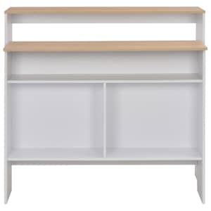 Barový stůl se 2 stolními deskami bílý a dub 130 x 40 x 120 cm - obrázek 5