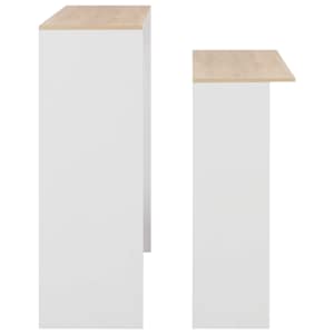 Barový stůl se 2 stolními deskami bílý a dub 130 x 40 x 120 cm - obrázek 6