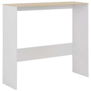 Barový stůl se 2 stolními deskami bílý a dub 130 x 40 x 120 cm - obrázek 7