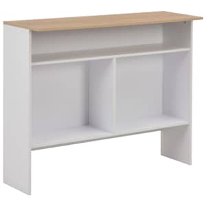 Barový stůl se 2 stolními deskami bílý a dub 130 x 40 x 120 cm - obrázek 8
