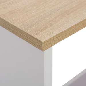 Barový stůl se 2 stolními deskami bílý a dub 130 x 40 x 120 cm - obrázek 9