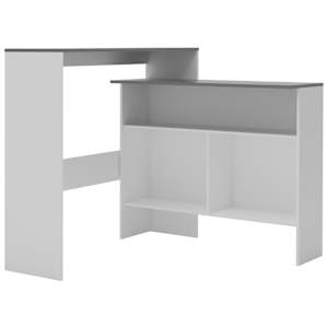 Barový stůl se 2 stolními deskami bílý a šedý 130 x 40 x 120 cm - obrázek 2