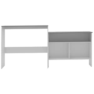 Barový stůl se 2 stolními deskami bílý a šedý 130 x 40 x 120 cm - obrázek 3