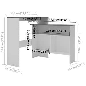 Barový stůl se 2 stolními deskami bílý a šedý 130 x 40 x 120 cm - obrázek 10