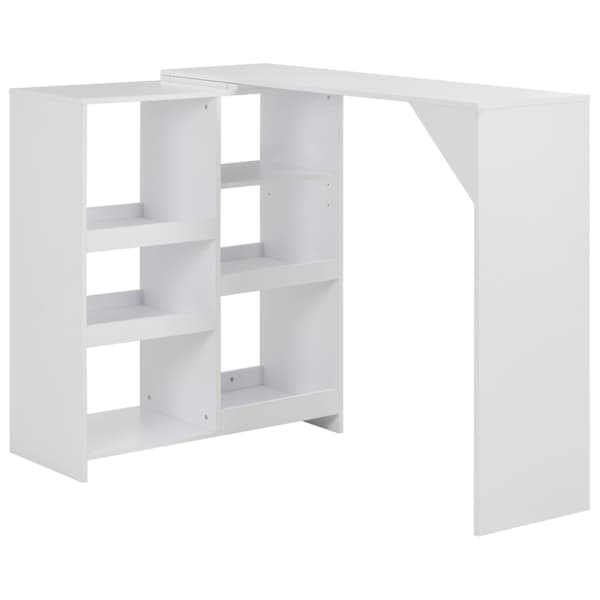 vidaXL baarilaud liigutatava riiuliga, valge, 138 x 39 x 110 cm