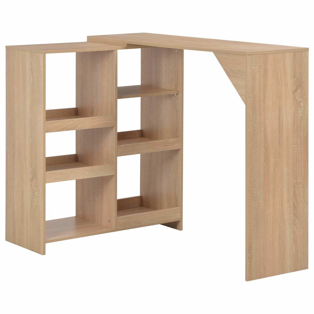 vidaXL Masă de bar cu raft mobil, stejar, 138x39x110 cm