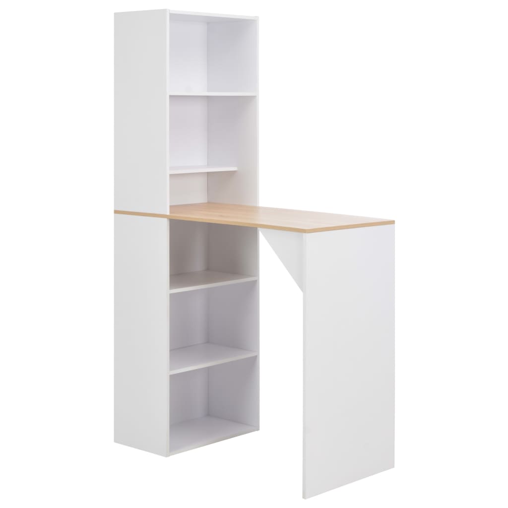 Image of vidaXL Bar Table with Cabinet White 115x59x200 cm