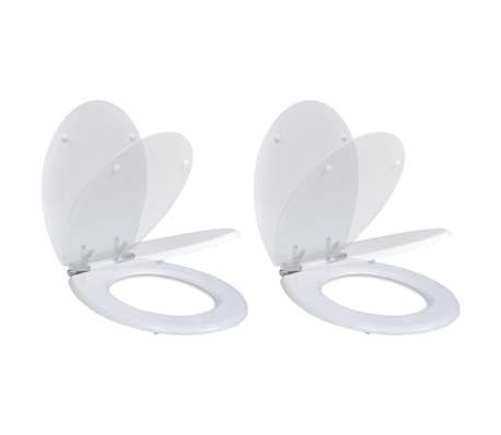 vidaXL Assentos de sanita com tampas de fecho suave 2 pcs MDF branco vidaXL Assentos de sanita com tampas de fecho suave 2 pcs MDF branco