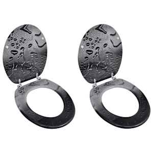 Deska za WC školjko s pokrovom 2 kosa mediapan kapljice