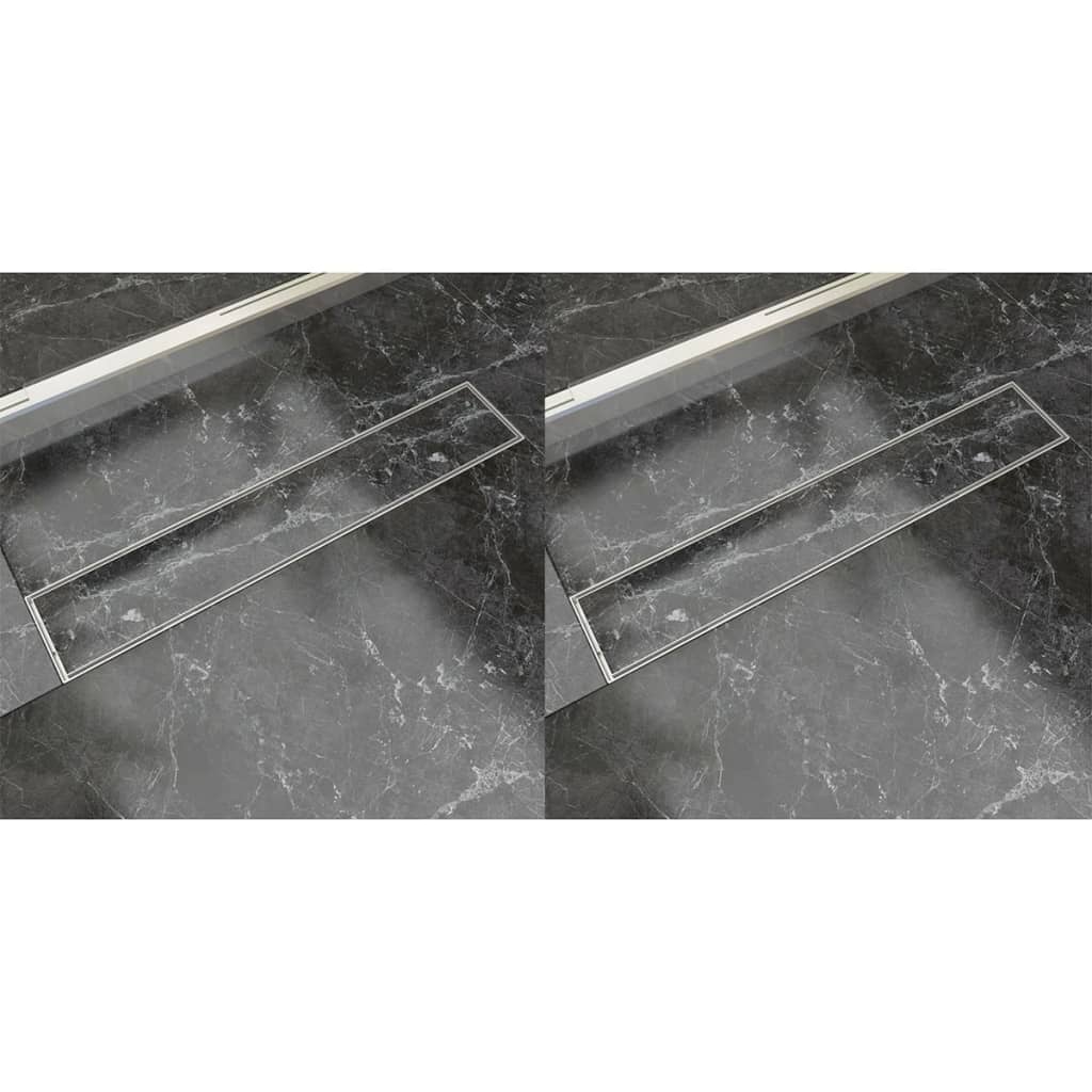 vidaXL Rigolă liniară de duș 2 buc., 630 x 140 mm, oțel inoxidabil vidaxl.ro