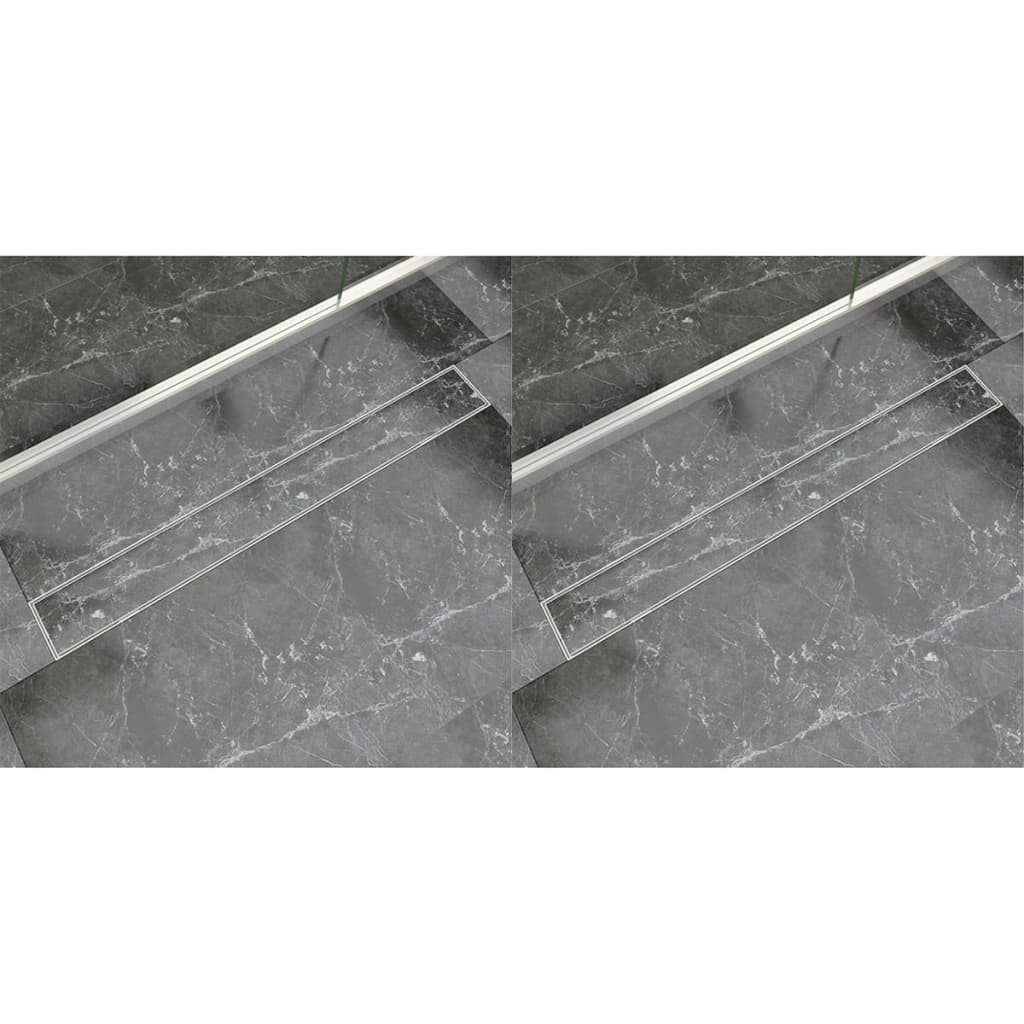 vidaXL Rigolă liniară duș, 2 buc., 930 x 140 mm, oțel inoxidabil