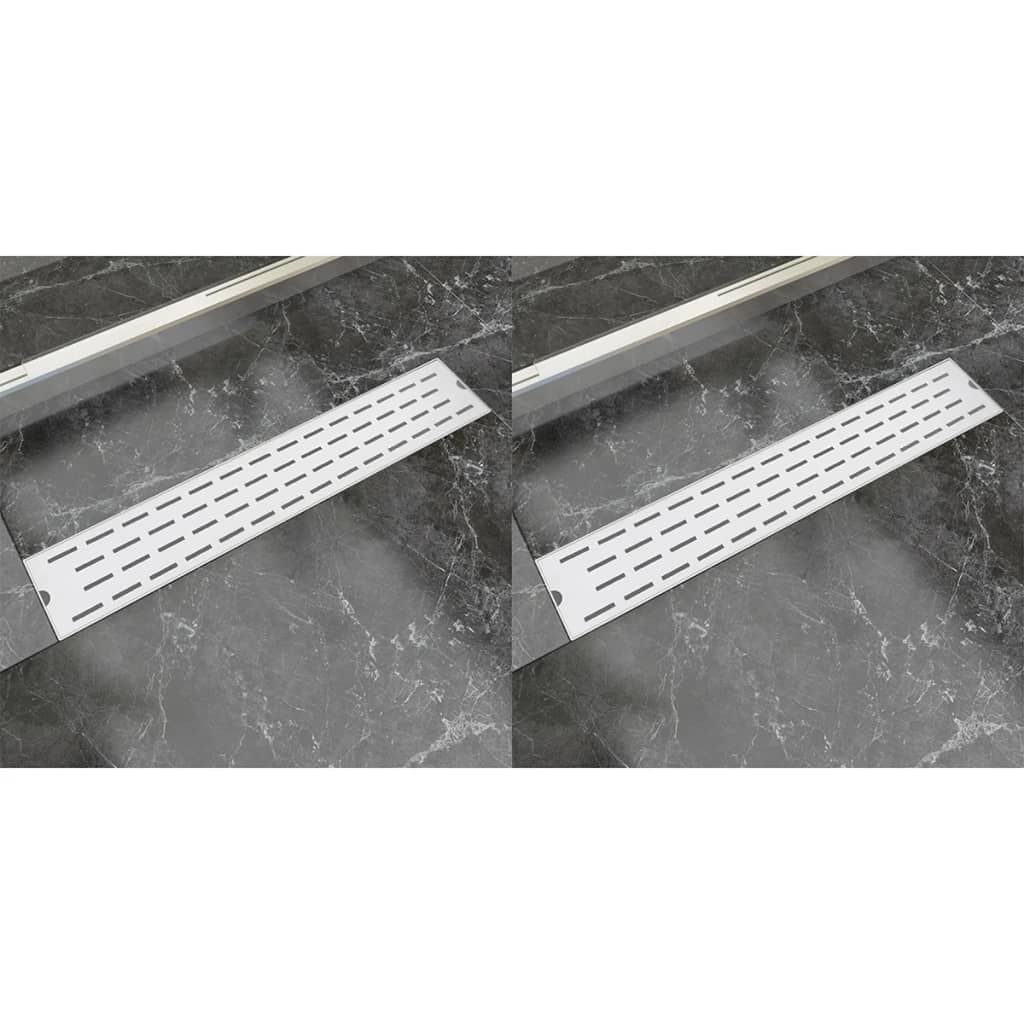 vidaXL Rigolă liniară de duș, 2 buc., 630×140 mm, oțel inoxidabil, linii vidaxl.ro