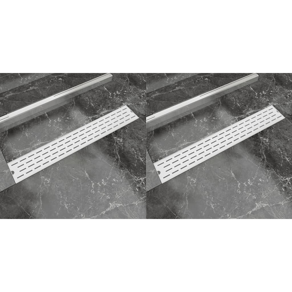 vidaXL Rigolă liniară de duș 2 buc., 730×140 mm, oțel inoxidabil val vidaXL