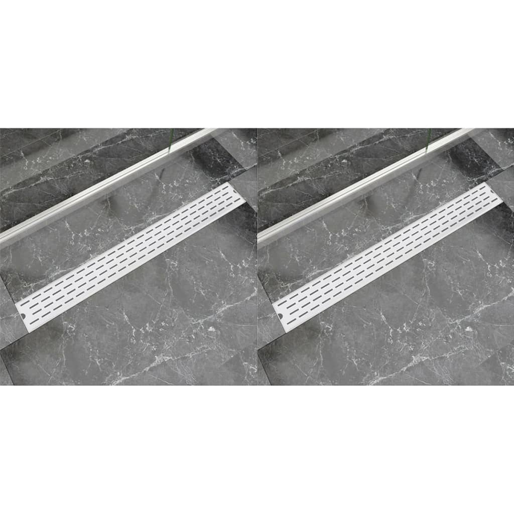 vidaXL Rigolă liniară duș, 2 buc., 930×140 mm, oțel inoxidabil, linii vidaXL