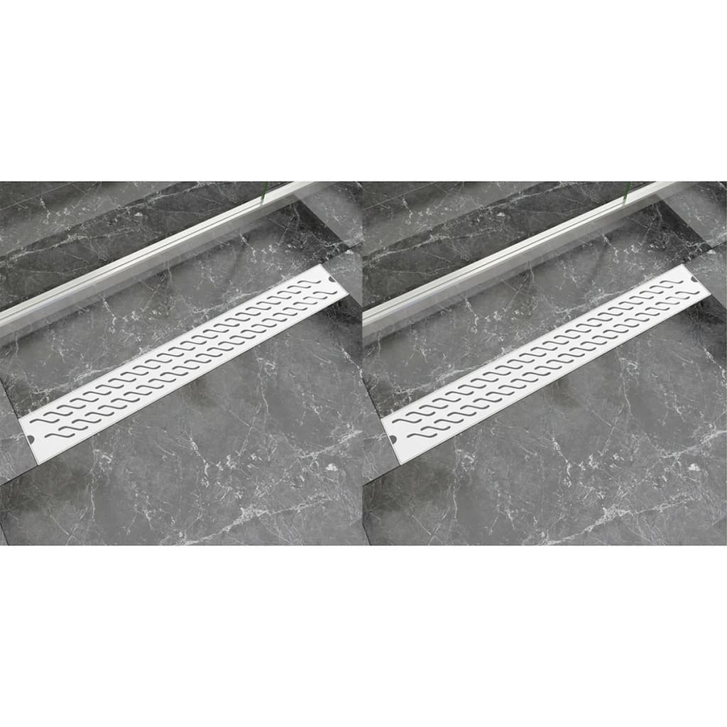 vidaXL Rigolă liniară de duș 2 buc. 830×140 mm, oțel inoxidabil, val vidaXL