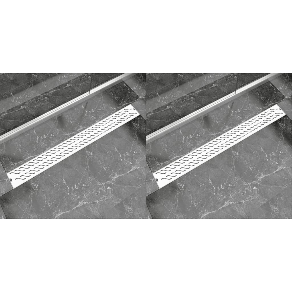 vidaXL Rigolă duș liniară 2 buc. 1030×140 mm oțel inoxidabil valuri vidaxl.ro