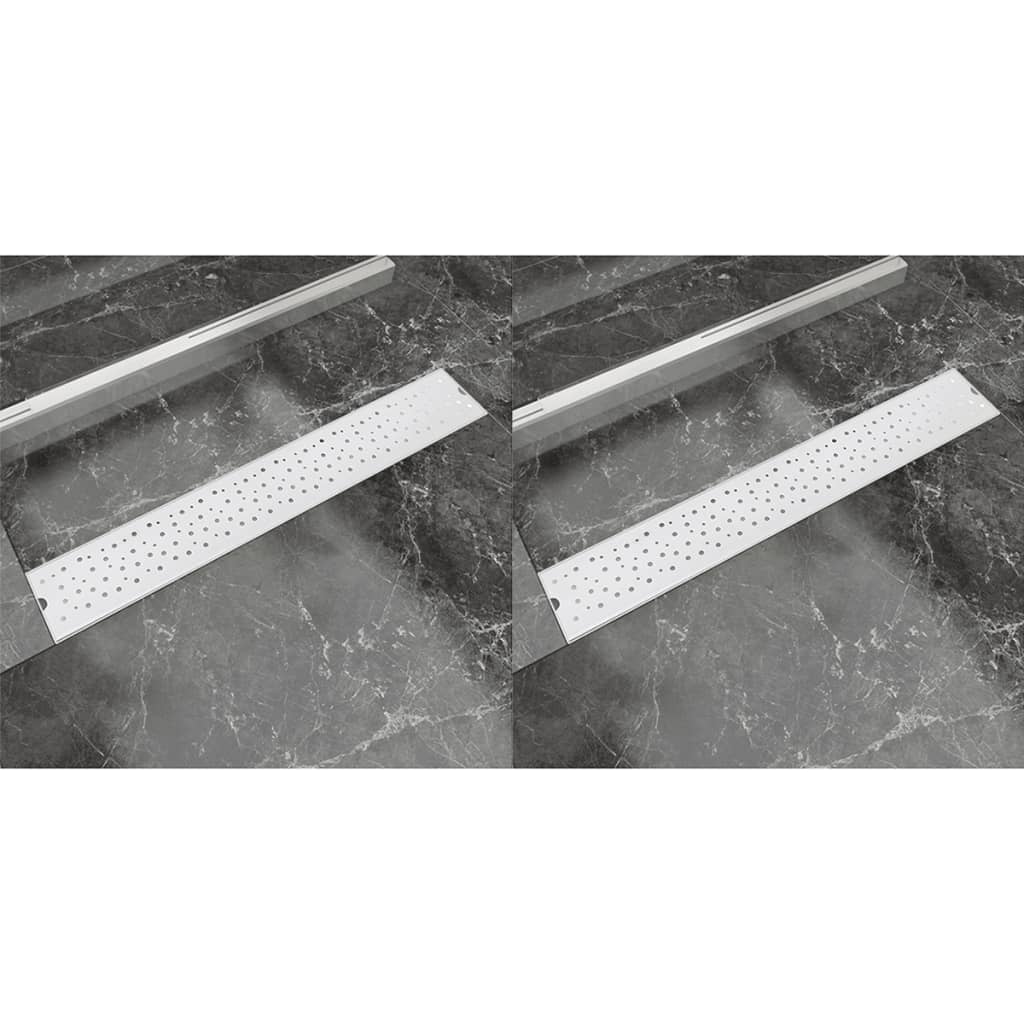 vidaXL Rigolă duș liniară, 2 buc., 730×140 mm, oțel inoxidabil, bule vidaXL
