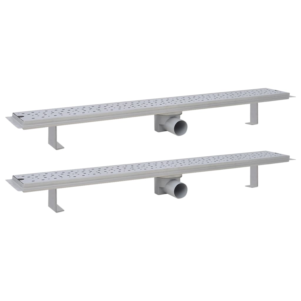 vidaXL Rovný sprchový odtokový žlab 2ks Bubble 930x140mm nerezová ocel