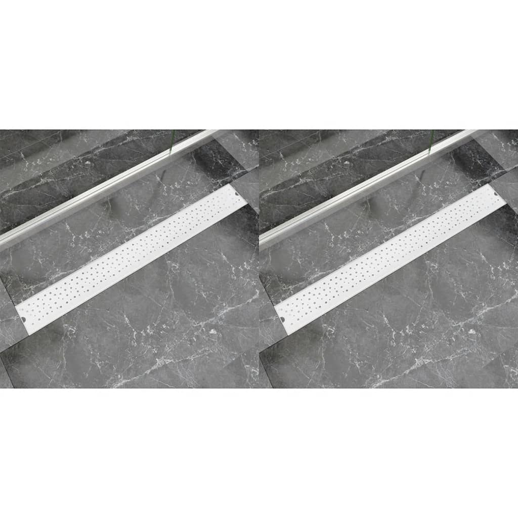 vidaXL Rigolă liniară de duș 2 buc. 930x140 mm oțel inoxidabil bule