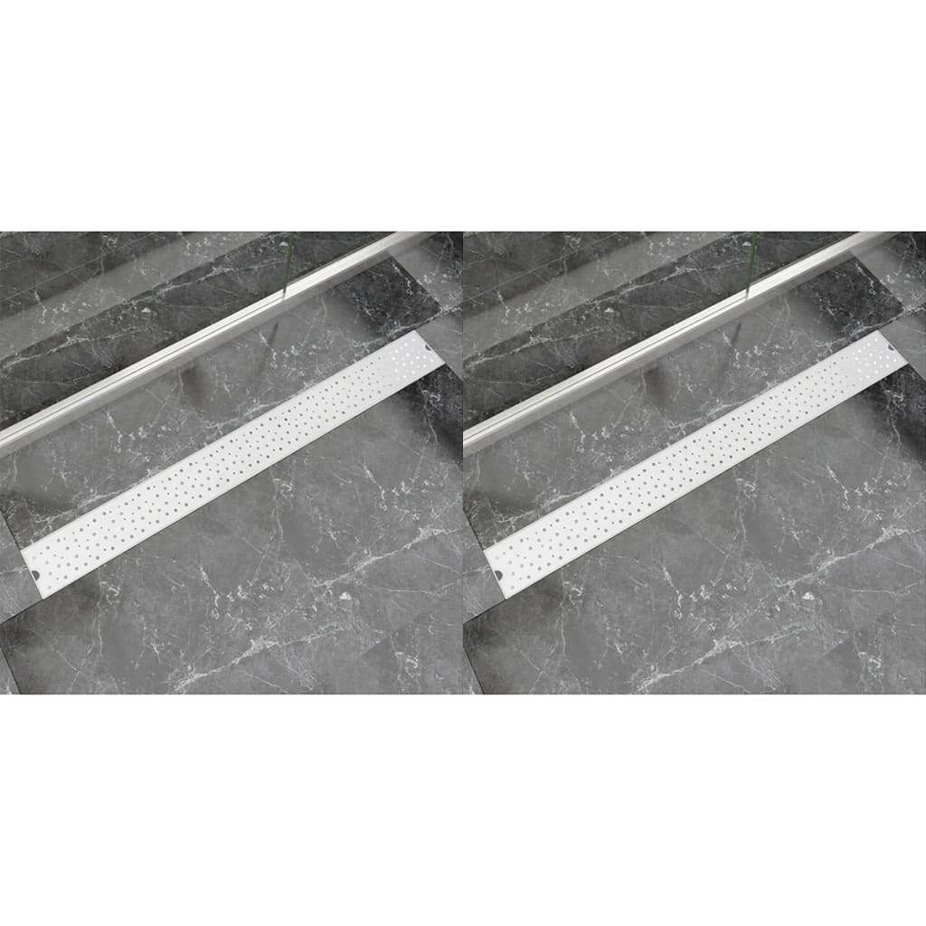 vidaXL Rigolă duș liniară, 2 buc., 1030×140 mm, oțel inoxidabil, bule vidaXL