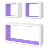 vidaXL Sieninės lentynos, 6vnt., baltos ir violetinės sp., kubo formos
