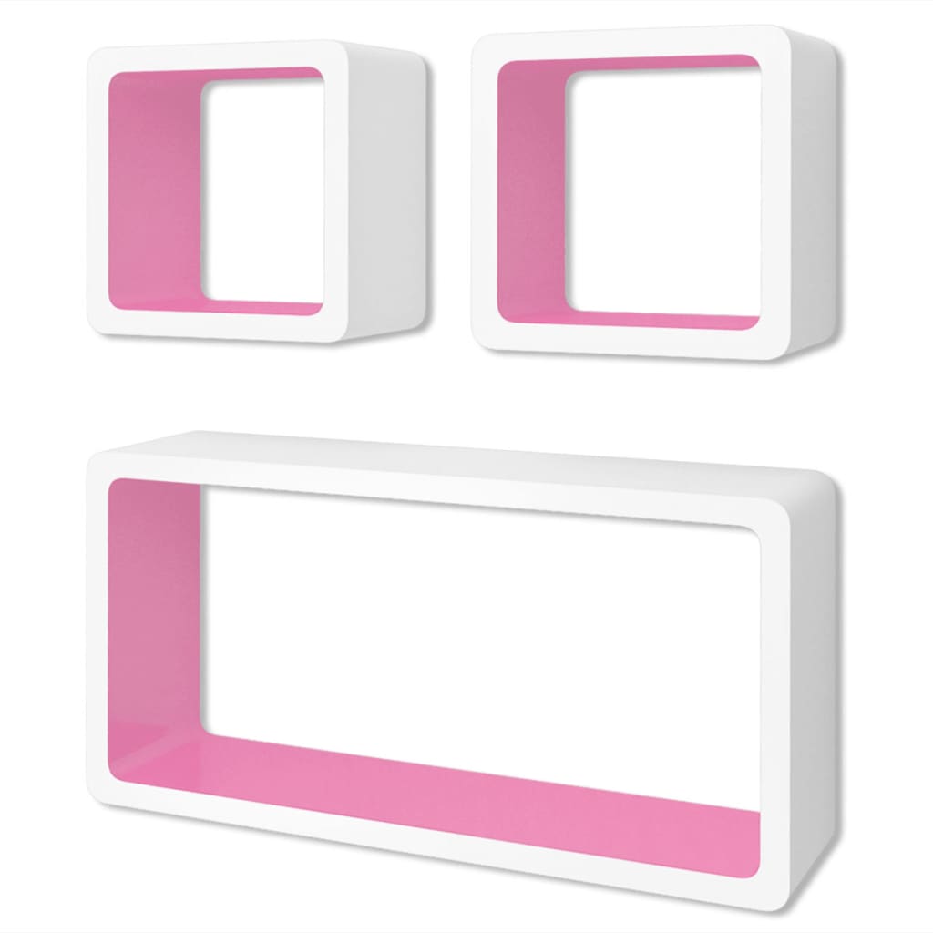 

vidaXL Wall Cube Shelves 6 pcs White and Pink