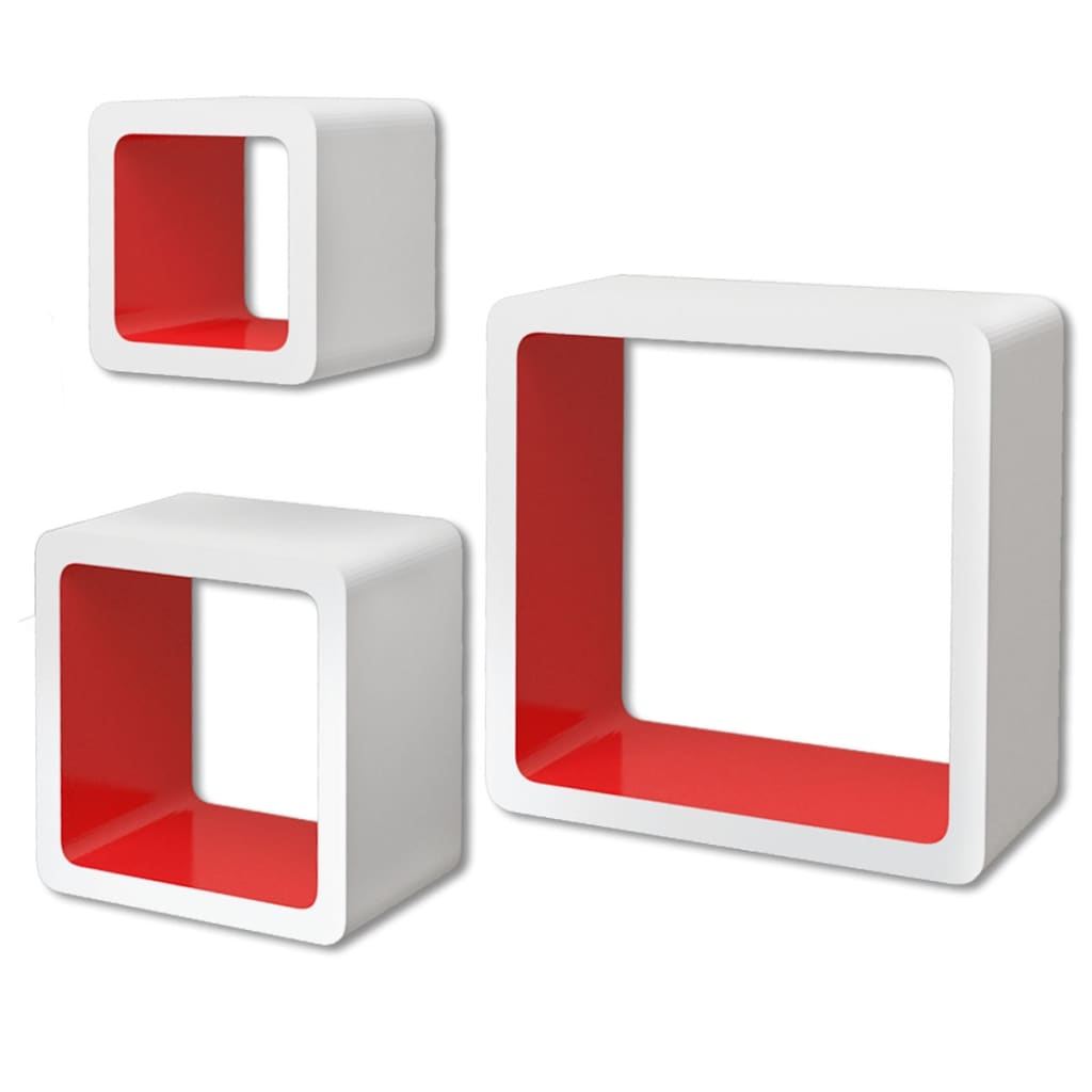 VidaXL - vidaXL Wandplanken kubus 6 st wit en rood