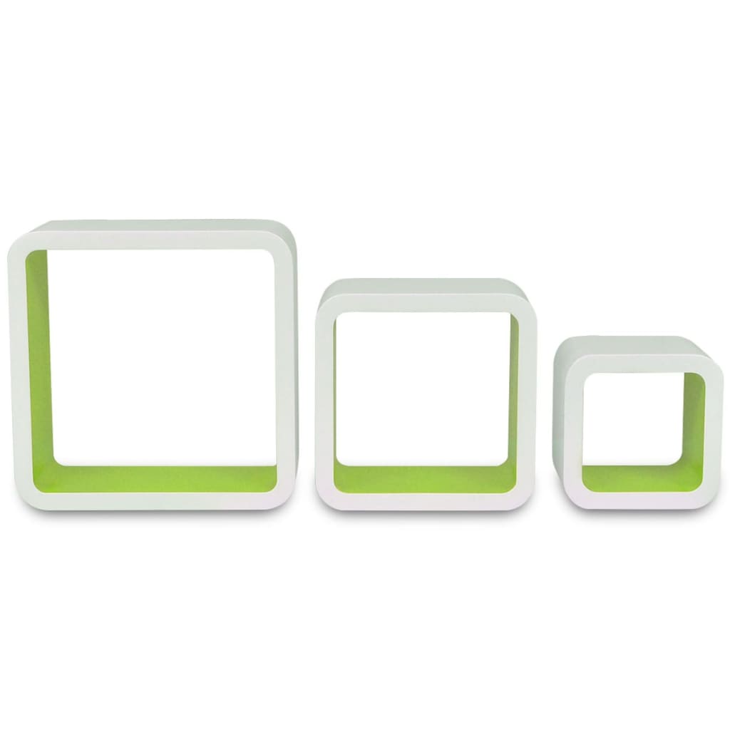 vidaXL Wall Cube Shelves 6 pcs White and Green