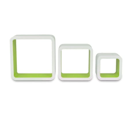 vidaXL Wall Cube Shelves 6 pcs White and Green