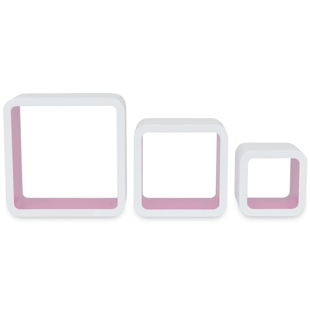 vidaXL Stenske police v obliki kocke 6 kosov bele in roza