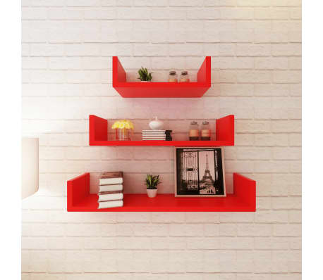 vidaXL Wall Shelves 6 pcs Red