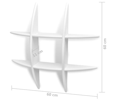 vidaXL Sieninės lentynos, 2vnt., baltos