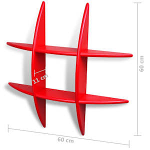 vidaXL Wandregale 2 Stk. Rot