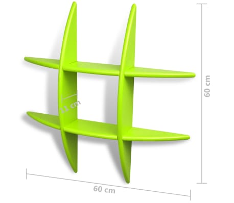 vidaXL Sieninės lentynos, 2vnt., žalios