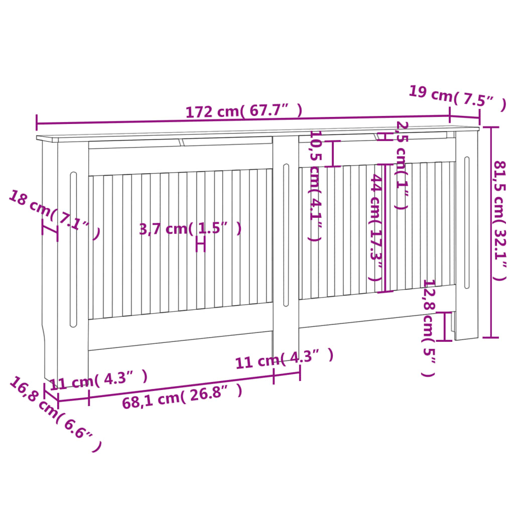 vidaXL Radiator Covers 2 pcs White MDF 67.7"