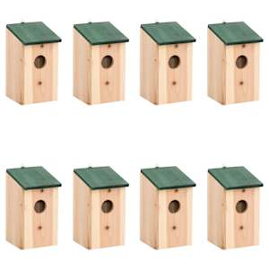 Ptičje hišice 8 kosov les 12x12x22 cm