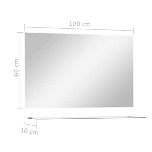 Nástěnné zrcadlo s policí 100 x 60 cm tvrzené sklo - obrázek 6